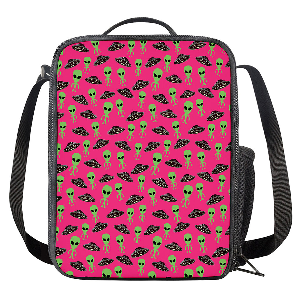 Little Green Alien UFO Print Crossbody Lunch Bag