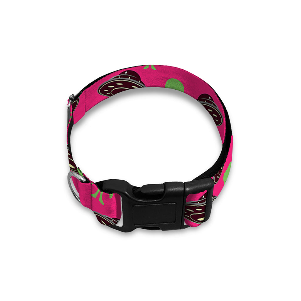 Little Green Alien UFO Print Dog Collar
