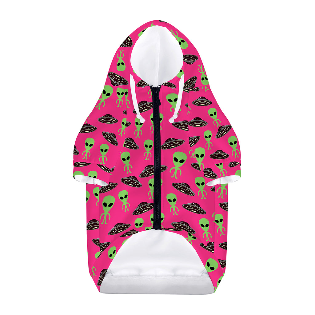 Little Green Alien UFO Print Dog Zip Up Hoodie