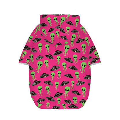 Little Green Alien UFO Print Dog Zip Up Hoodie
