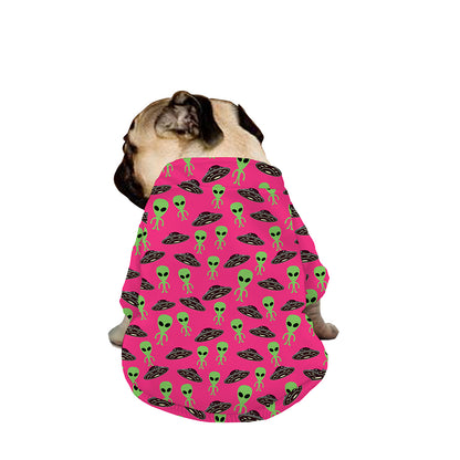 Little Green Alien UFO Print Dog Zip Up Jacket