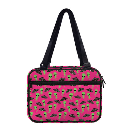Little Green Alien UFO Print Double Strap Bible Bag