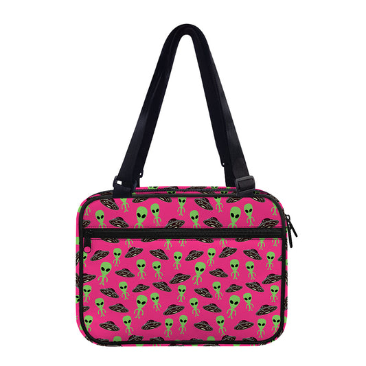 Little Green Alien UFO Print Double Strap Bible Bag