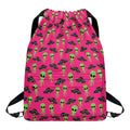 Little Green Alien UFO Print Drawstring Backpack