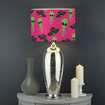 Little Green Alien UFO Print Drum Lamp Shade
