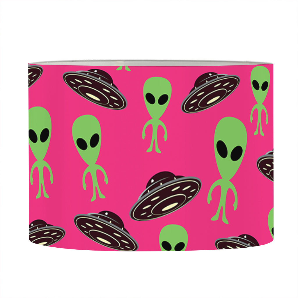 Little Green Alien UFO Print Drum Lamp Shade