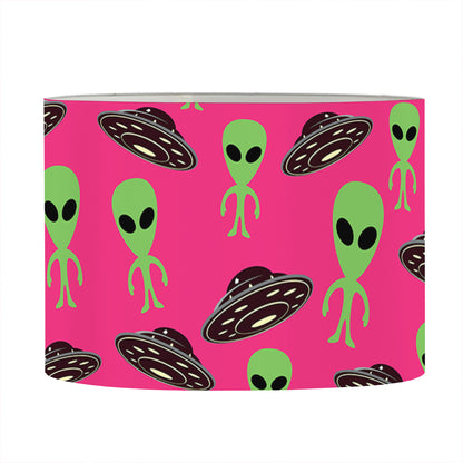 Little Green Alien UFO Print Drum Lamp Shade