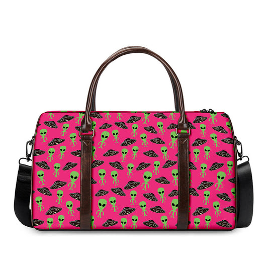 Little Green Alien UFO Print Duffle Bag