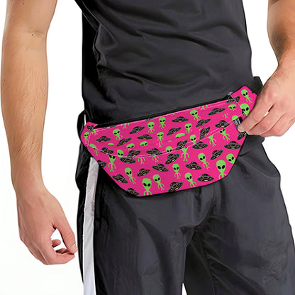 Little Green Alien UFO Print Fanny Pack