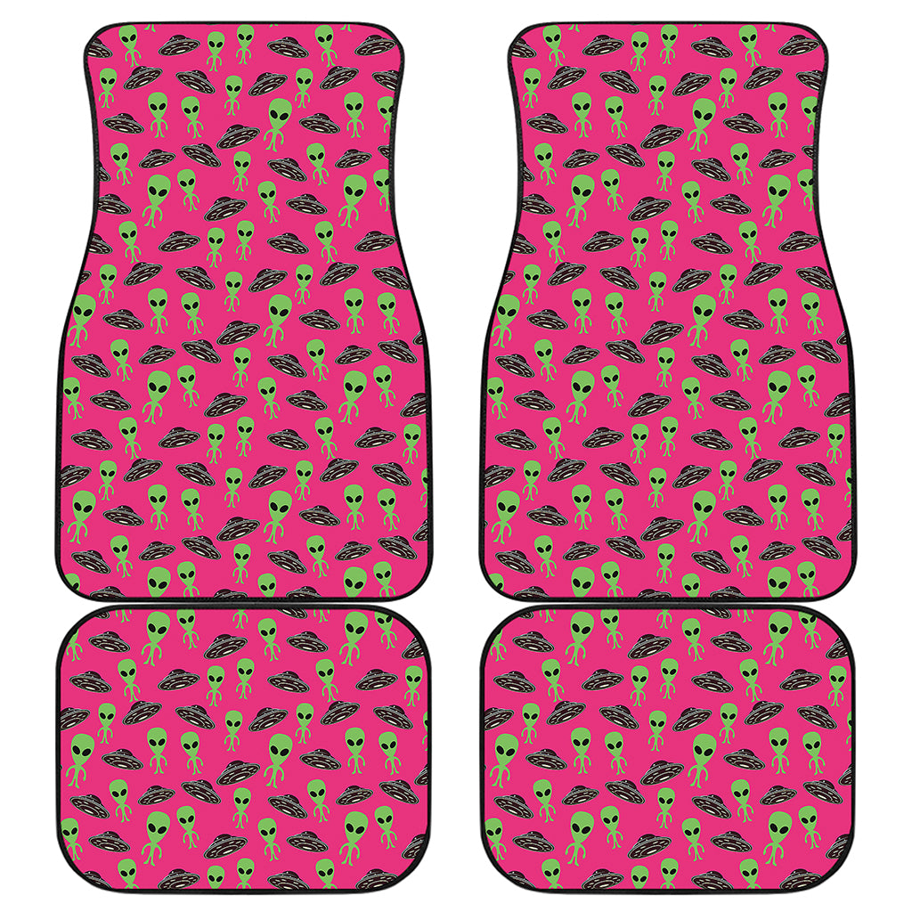 Little Green Alien UFO Print Front and Back Car Floor Mats