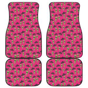 Little Green Alien UFO Print Front and Back Car Floor Mats