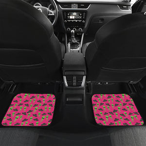 Little Green Alien UFO Print Front and Back Car Floor Mats