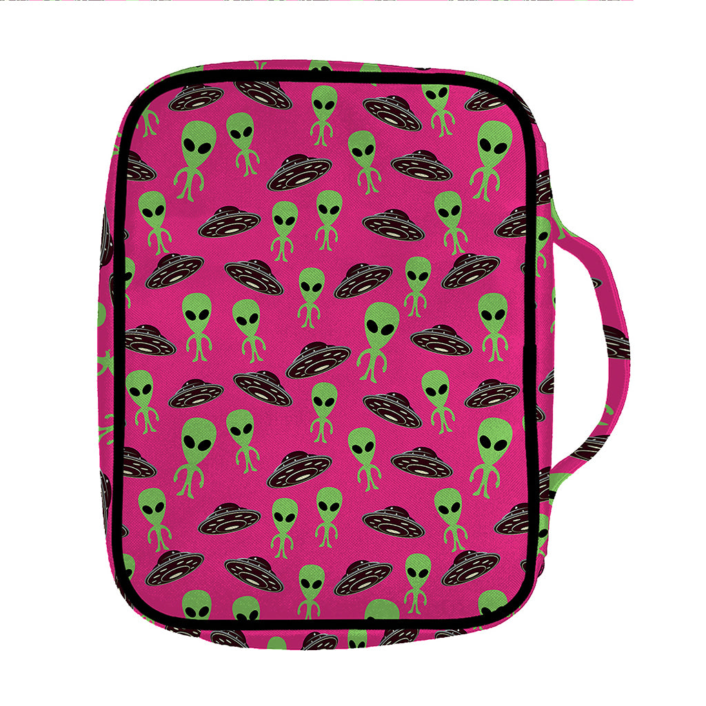 Little Green Alien UFO Print Front Pocket Bible Bag