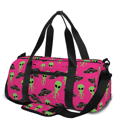 Little Green Alien UFO Print Gym Bag
