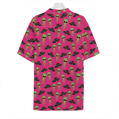 Little Green Alien UFO Print Hawaiian Shirt