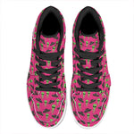 Little Green Alien UFO Print High Top Leather Sneakers