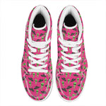 Little Green Alien UFO Print High Top Leather Sneakers