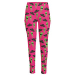 Little Green Alien UFO Print High-Waisted Pocket Leggings