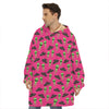 Little Green Alien UFO Print Hoodie Blanket