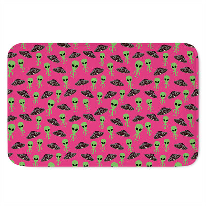 Little Green Alien UFO Print Indoor Door Mat