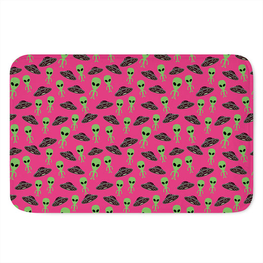 Little Green Alien UFO Print Indoor Door Mat
