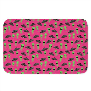 Little Green Alien UFO Print Indoor Door Mat