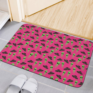 Little Green Alien UFO Print Indoor Door Mat