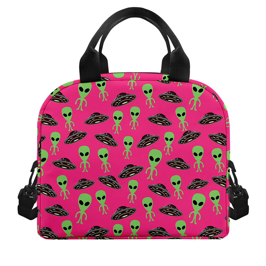 Little Green Alien UFO Print Insulated Lunch Bag