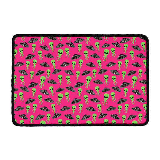 Little Green Alien UFO Print Kitchen Mat