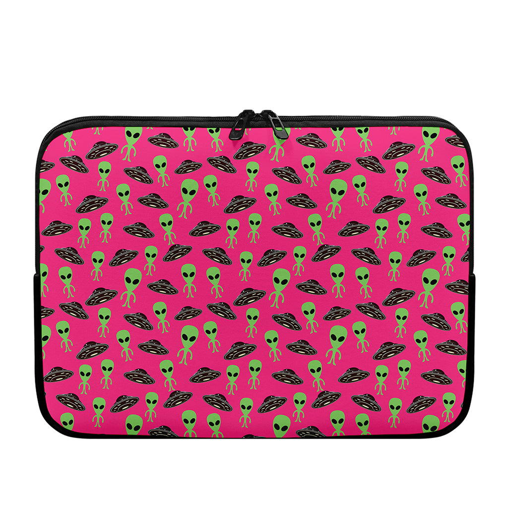 Little Green Alien UFO Print Laptop Sleeve