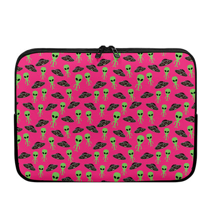 Little Green Alien UFO Print Laptop Sleeve