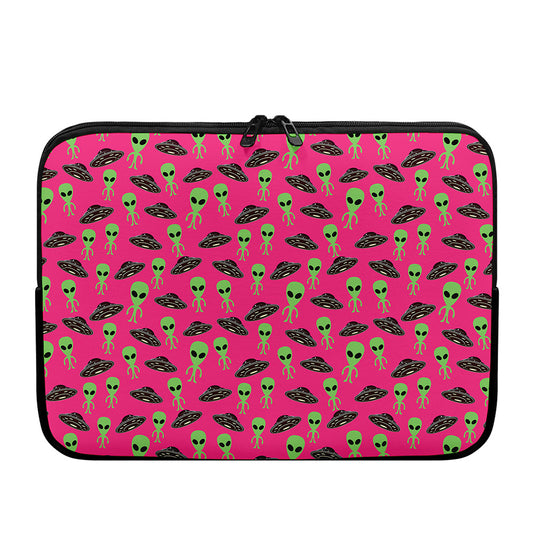 Little Green Alien UFO Print Laptop Sleeve