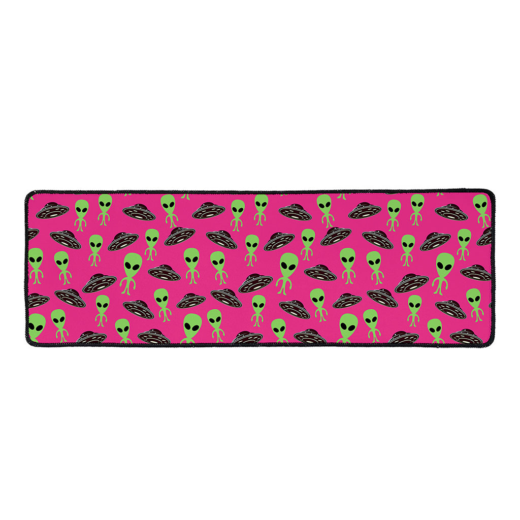 Little Green Alien UFO Print Long Kitchen Mat