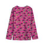 Little Green Alien UFO Print Long Sleeve Short Coat