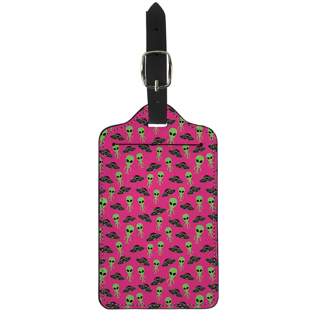 Little Green Alien UFO Print Luggage Tag