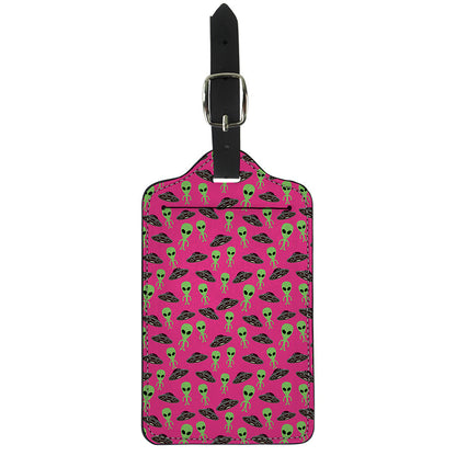 Little Green Alien UFO Print Luggage Tag