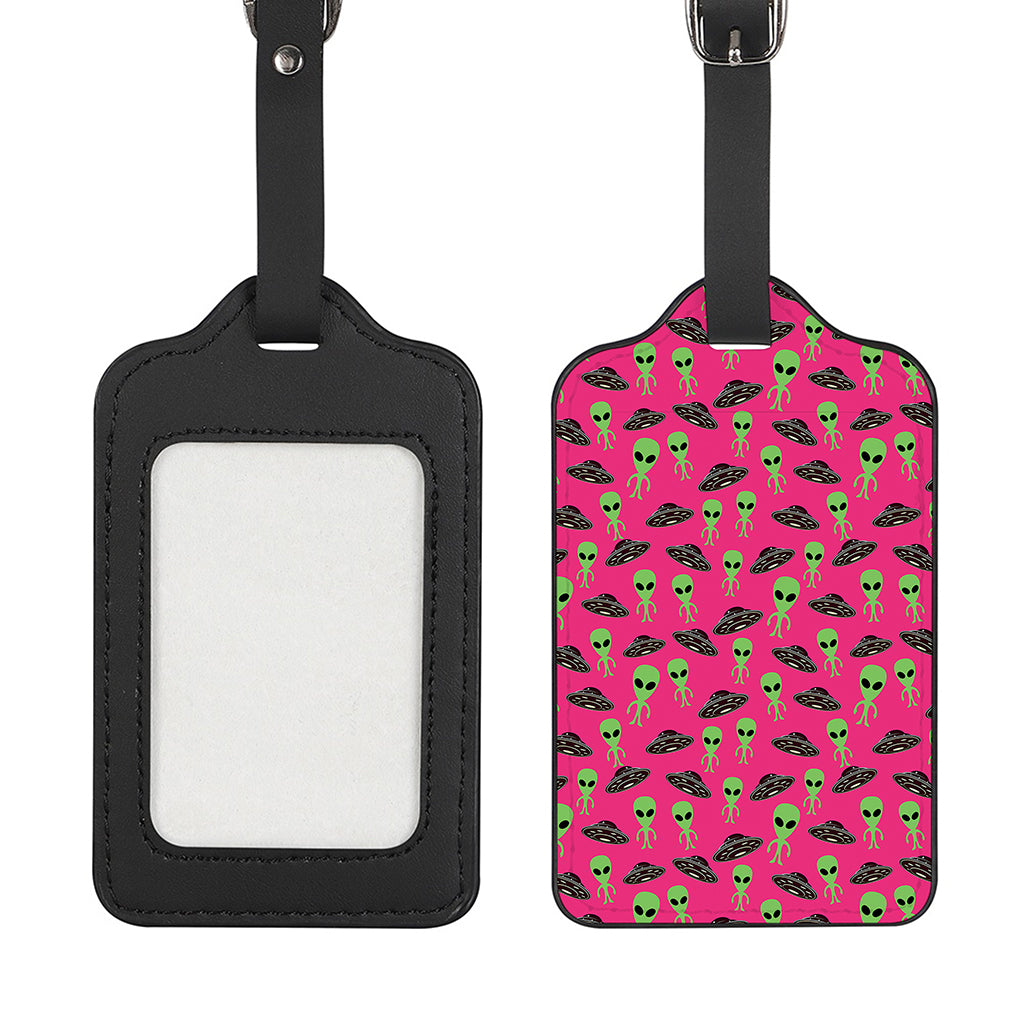 Little Green Alien UFO Print Luggage Tag