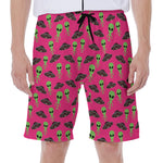 Little Green Alien UFO Print Men's Beach Shorts
