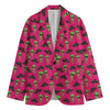 Little Green Alien UFO Print Men's Blazer