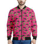 Little Green Alien UFO Print Men's Bomber Jacket