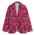 Little Green Alien UFO Print Men's Cotton Blazer