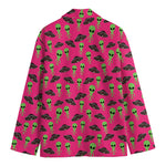 Little Green Alien UFO Print Men's Cotton Blazer