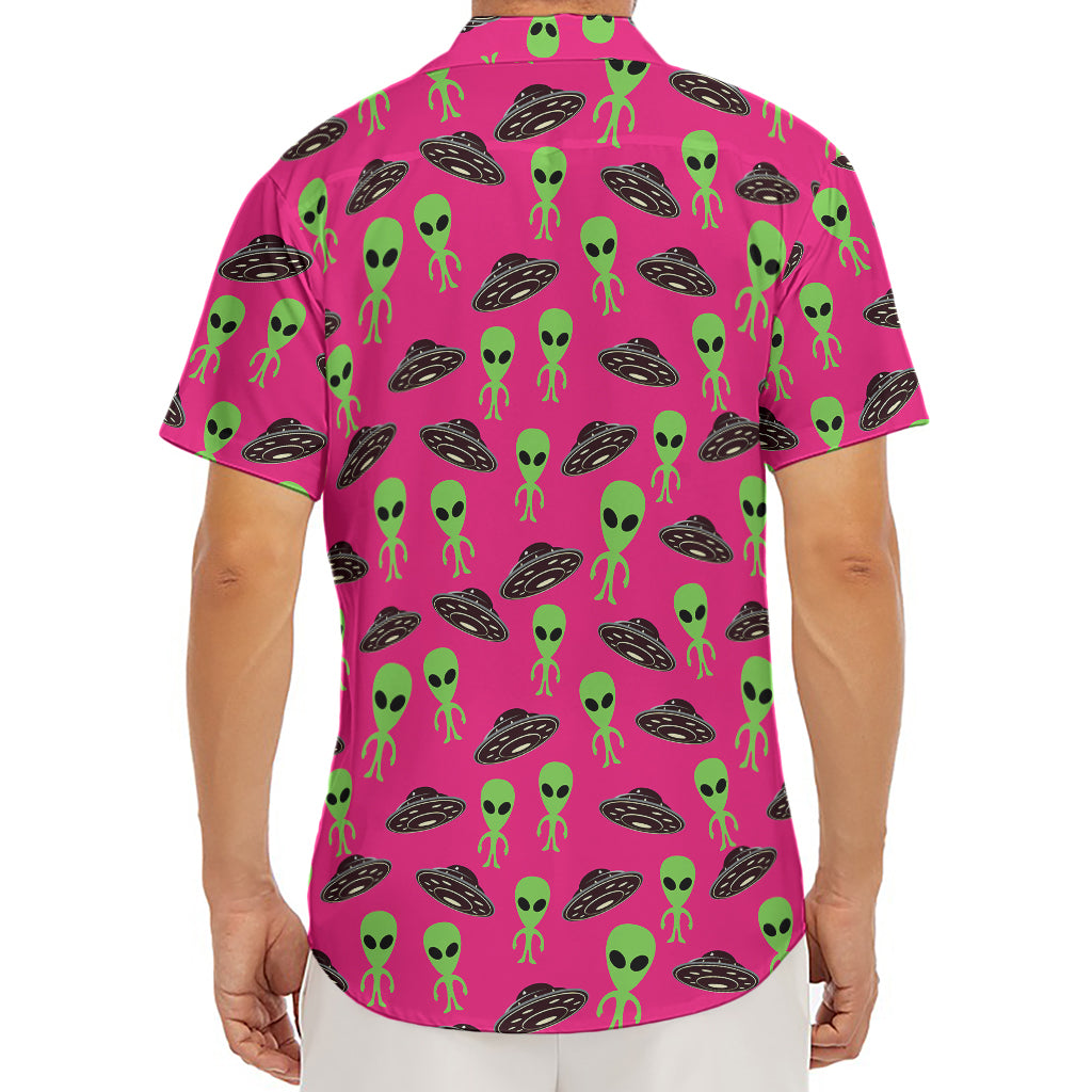 Little Green Alien UFO Print Men's Deep V-Neck Shirt