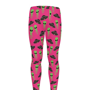 Little Green Alien UFO Print Men's leggings