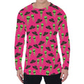 Little Green Alien UFO Print Men's Long Sleeve T-Shirt