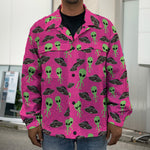 Little Green Alien UFO Print Men's Shirt Jacket