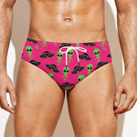 Little Green Alien UFO Print Men's Swim Briefs