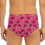 Little Green Alien UFO Print Men's Triangle Swim Briefs