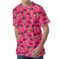 Little Green Alien UFO Print Men's Velvet T-Shirt