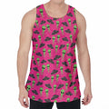 Little Green Alien UFO Print Men's Velvet Tank Top